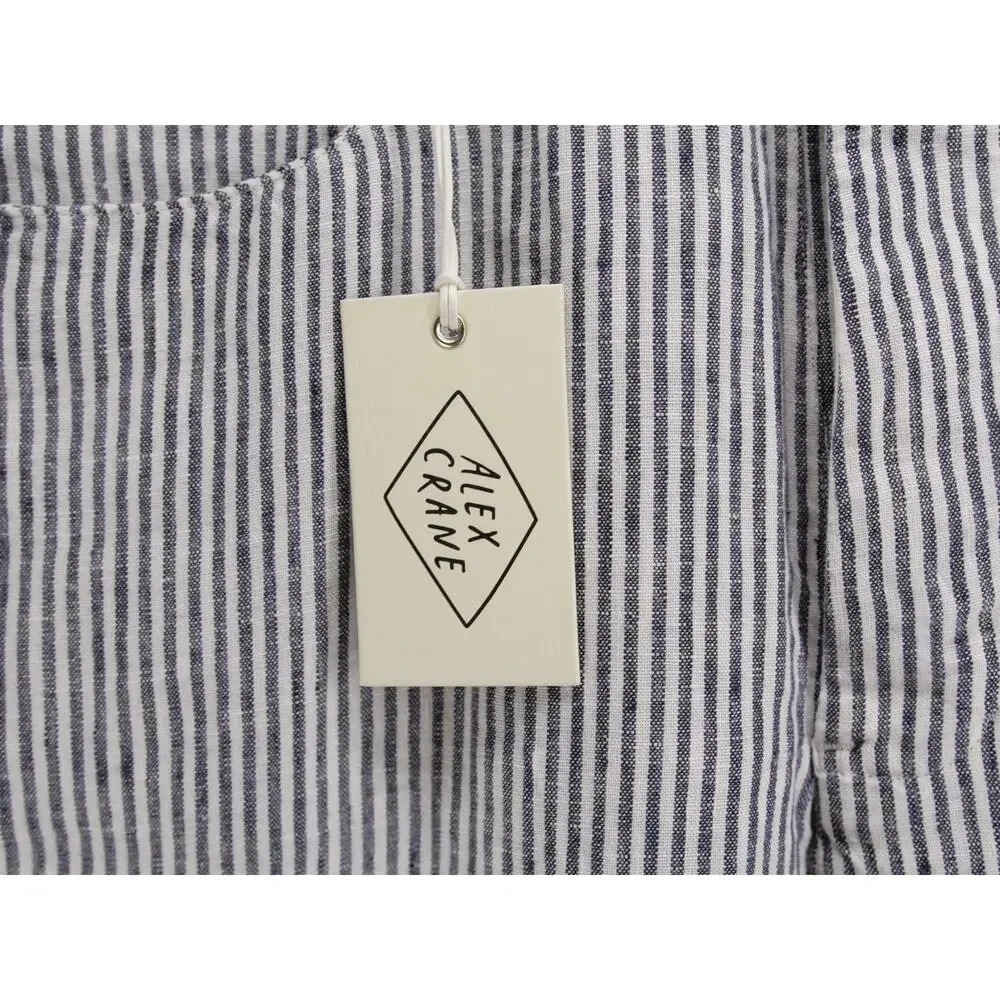 NWT Alex Crane Mens 28x30 Navy White Striped Pants 100% Linen Relaxed Fit